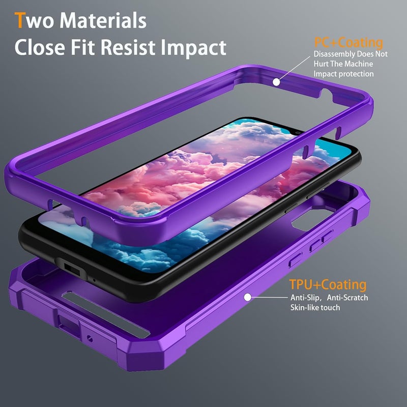 Mocotto for Cloud Mobile Stratus C8 Phone Case with Tempered Glass Screen Protector,Slim Soft Silicone Full-Body Protective Cover (Cloud Mobile Stratus C8,Purple) - Image 3